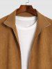 Men's Daily Solid Color Faux Suede Zip Up Pockets Long Sleeve Baseball Jacket -  