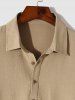Men's Plain Color Textured Half Button Design Long Sleeves Pullover Casual Shirt -  