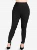 Plus Size Basic Skinny Pull On Solid Leggings -  