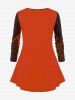 Plus Size Halloween Skull Ghost Pumpkin Candle Flame Owl Bat Print T-shirt -  