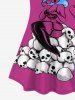 Plus Size Skulls Bunny Printed Strip Sleeves Halloween T-shirt -  