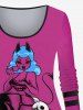 Plus Size Skulls Bunny Printed Strip Sleeves Halloween T-shirt -  