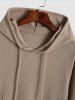 Men's Casual Daily Letter Patched Design Textured Drawstring Pullover Hoodie -  
