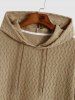 Kangaroo Pocket Decor Wave Jacquard Textured Hoodie -  