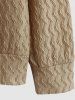 Kangaroo Pocket Decor Wave Jacquard Textured Hoodie -  