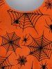 Plus Size Halloween Spider Web Colorblock Print T-shirt -  