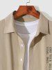 Men's Daily Casual WORK HARD Slogan Print Long Sleeve Button Up Shirt -  