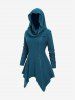 Plus Size Seamed Topstitching Asymmetrical Hem Cowl Neck Hooded Top -  