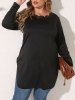 Plus Size Scallop Laser Cut Hollow Out T Shirt -  