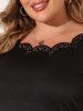 Plus Size Scallop Laser Cut Hollow Out T Shirt -  