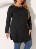 Plus Size Scallop Laser Cut Hollow Out T Shirt -  