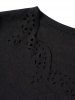Plus Size Scallop Laser Cut Hollow Out T Shirt -  