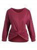 Plus Size Twist Round Neck Casual Top -  