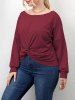 Plus Size Twist Round Neck Casual Top -  