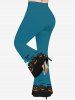 Pantalon Évasé à Imprimé Citrouille et Chauve-Souris D'Halloween Grande-Taille - Bleu 6X