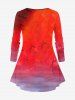 Plus Size Halloween Sunset Skull Pumpkin Bat Cat Cross Print T-shirt -  
