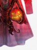 T-shirt D'Halloween Croisé Chat Citrouille Crâne et Chauve-souris Imprimés de Grande Taille - Rouge 6X