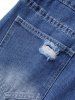 Ripped Middle Waist Pockets Casual Denim Jeans -  