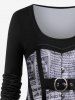 Plus Size Newspaper Grommets Buckle 3D Print T-shirt -  