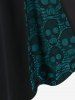 Plus Size Skull Fishnet Panel Ruched Crisscross O-Ring Buckle Dress -  
