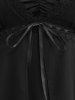 Plus Size Lace Trim Sheer Mesh Ruched Bell Sleeves T-shirt -  