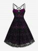 Halloween Costume Gothic Plus Size Lace Up Grommets Cross Girl Print Mesh Crisscross Vintage Dress -  