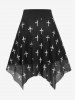 Plus Size Halloween Skull Cross Printed Mesh Lace Up Layered Skirt - Noir M | US 10