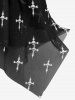 Plus Size Halloween Skull Cross Printed Mesh Lace Up Layered Skirt - Noir 2X | US 18-20