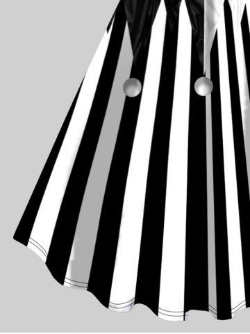 Halloween Clown Costume Skeleton Stripe Print Plus Size Tank Dress Jester Lady