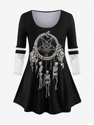 Plus Size Dreamcatcher Snake Spider Skeleton Print Halloween T-shirt -  