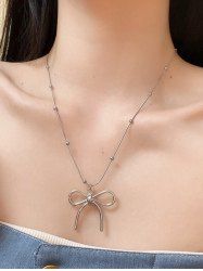Bowknot Shape Pendant Necklace -  