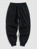 Pantalon de Jogging Ficelle Délavé Motif Ours de Dessin Animé en Molleton pour Homme - Noir M