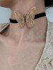 Fashion Vintage Butterfly Choker Necklace - Deep Yellow 