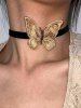 Fashion Vintage Butterfly Choker Necklace - Deep Yellow 