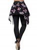 Legging de Jupe Halloween à Imprimé Rose et Crâne à Taille Moyenne - Noir S
