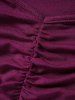 Mini Robe Ligne A Fleurie Imprimée Ceinturée à Volants - Rouge foncé L