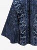 Plus Size 3D Denim Lace Up Zipper Print Patchwork Long Sleeves T-shirt -  