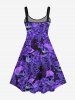 Plus Size Halloween Rose Skull Bird Buckles Grommets 3D Print Tank Dress -  