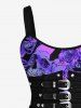 Plus Size Halloween Rose Skull Bird Buckles Grommets 3D Print Tank Dress -  
