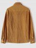 Men's Solid Color Front Pocket Button Up Turn-down Collar Long Sleeves Corduroy Shacket -  