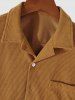 Men's Solid Color Front Pocket Button Up Turn-down Collar Long Sleeves Corduroy Shacket -  