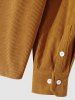 Men's Solid Color Front Pocket Button Up Turn-down Collar Long Sleeves Corduroy Shacket -  