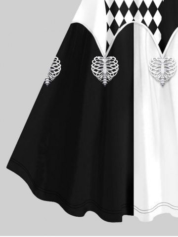 Halloween Clown Costume Plus Size Colorblock Print Tank Dress Jester Lady