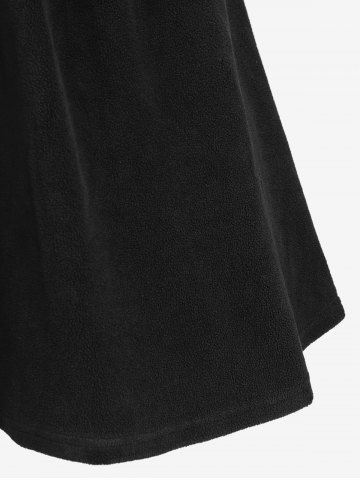 Plus Size Moon Zipper PU Panel Rivet Ruched Sherpa Cat Ear Hooded A Line Dress