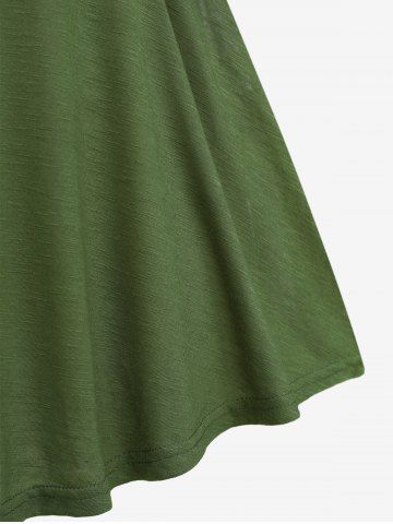 Plus Size Mock Button Ruched Sparkling Heart Buckle Belt Long Sleeves Textured T-shirt