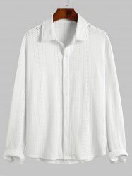 Men's Plain Color See-through Openwork Design Button Front Long Sleeves Shirt -  