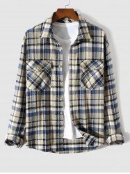 Veste Cargo Décontractée Boutonnée à Carreaux avec Poches en Flanelle à Manches Longues - café lumière S