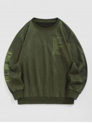 Men's Daily Casual Faux Suede Long Sleeve Drop Shoulder Crew Neck Letter Print Pullover Sweatshirt -  