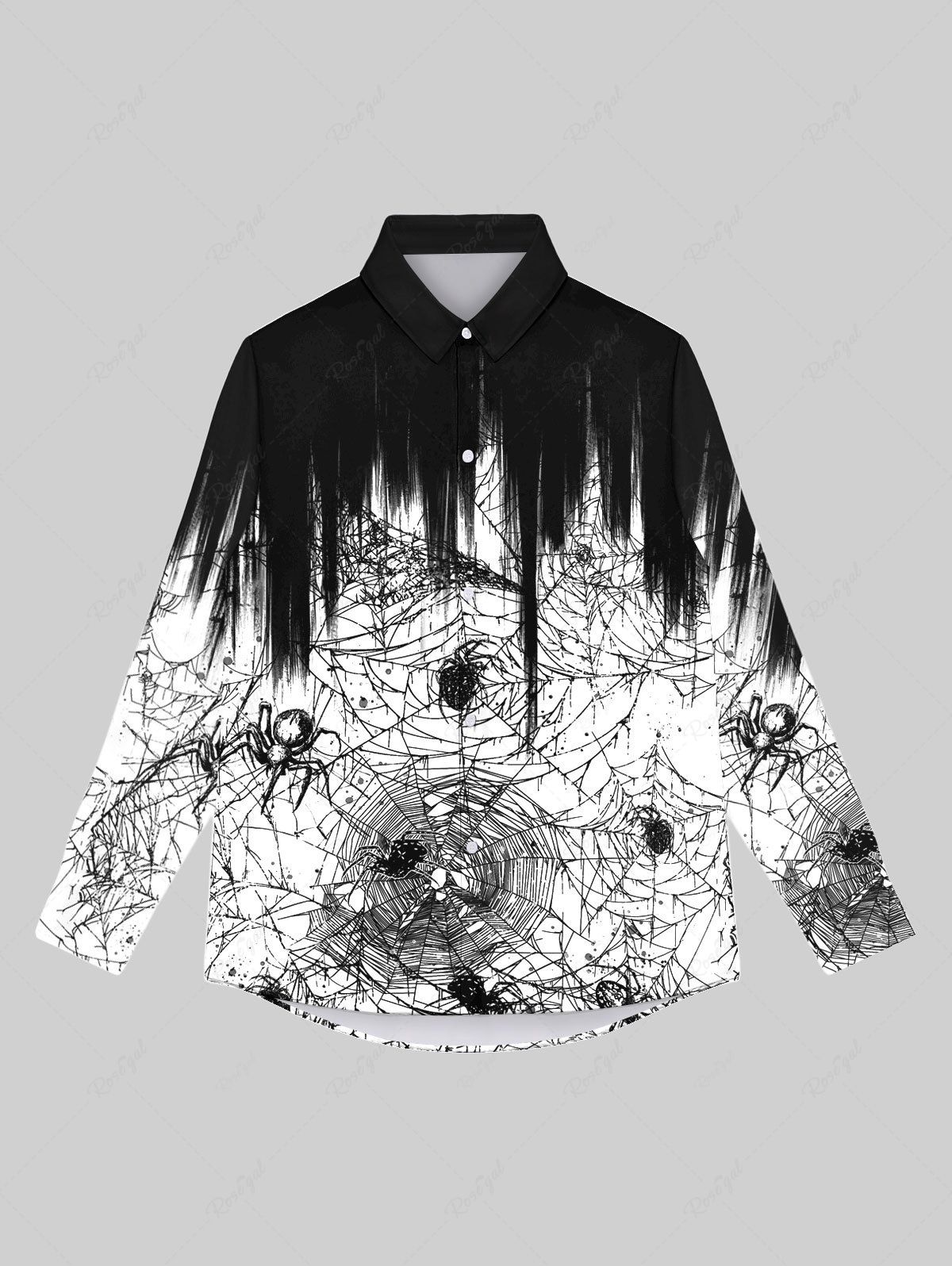 Shop Gothic Spiders and Spider-web Light Beam Print Halloween Shirt For Men  