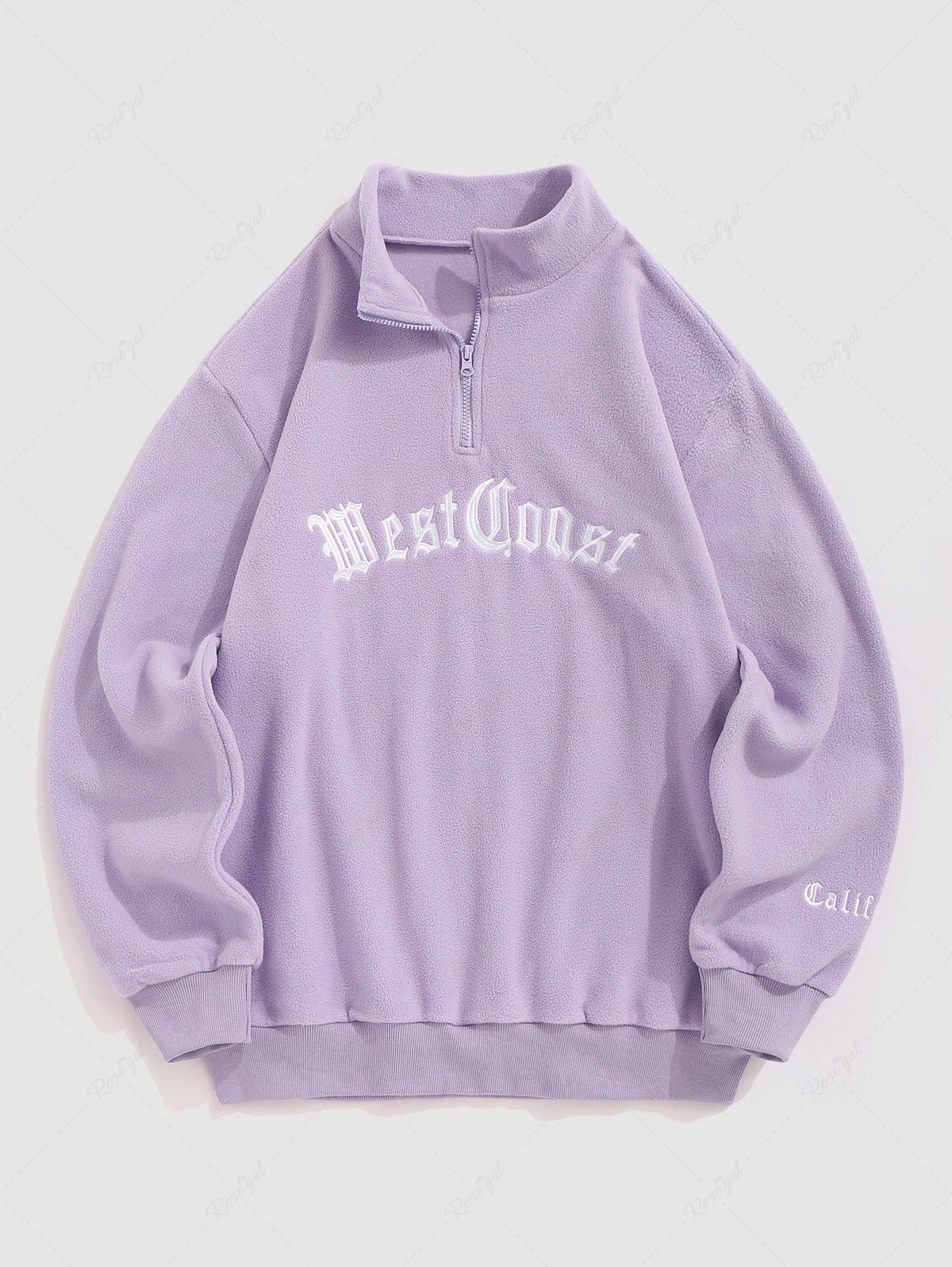 Best Half Zip Polar Fleece Letter Embroidered Sweatshirt  